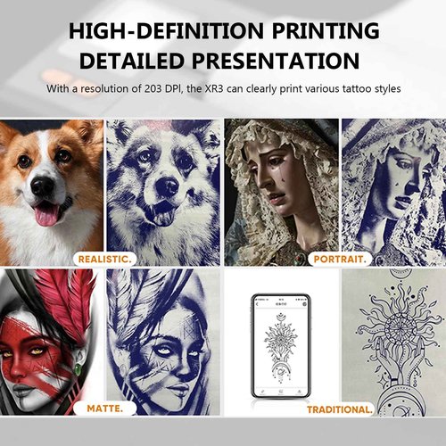 Tattoo Stencil Printer，Wireless Thermal Tattoo Printer Bluetooth Tattoo Transfer Printer with 10 Transfer Papers，Compatible with Smartphone/ipad&PC，Tattoo Supplies for Tattoo Artists&Beginners