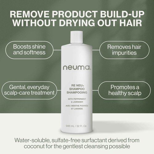 NEUMA Re Neu Shampoo 32 Fl. Oz. Revitalizing, Soothing & Gentle Cleansing Sulfate Free Shampoo, Peppermint & Vanilla Scent
