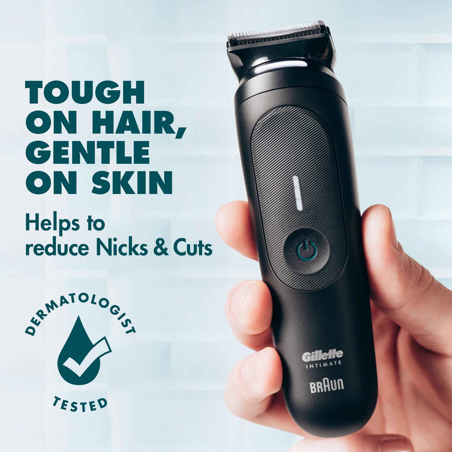 Gillette i7 Intimate Men’s Premium Pubic Hair Trimmer, Waterproof LED Body Hair Trimmer for Men, Manscaping Body Groomer