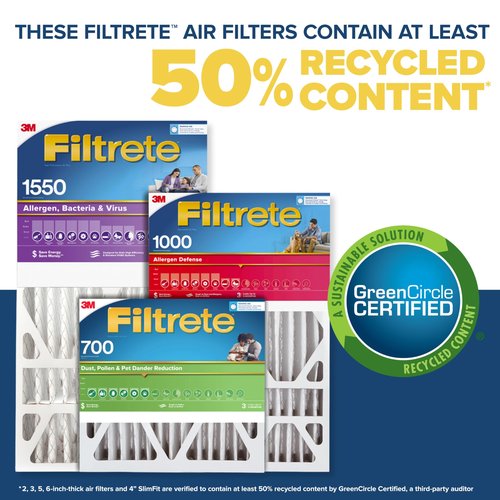 Filtrete 16x25x4(SlimFit), AC Furnace Air Filter, MPR 1550 DP, Healthy Living Ultra Allergen Deep Pleat, 2-Pack, Fits Lennox & Honeywell Devices (exact dimensions 15.5 x 24.5 x 3.75)