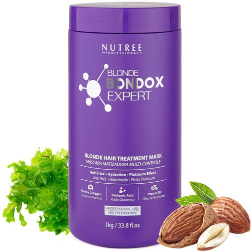 BLONDE BONDOX HAIR TREATMENT 33.8 oz Purple Hair Mask for Blondes | Almond Oil Hair Repair Moisturizer Thermal Mask | Results for up to 1-3 months | Formaldehyde-Free & Cruelty-Free