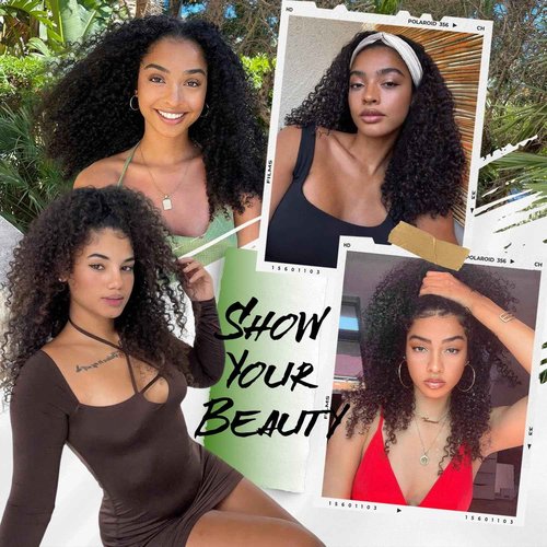 Fine Plus Curly Half Wig for Black Women, 3 in 1 Glueless Half Wig Seamless Flip Over Protein Synthetic Curly Wig Soft Fiber Feel Like Human Hair Long Lasting Curl Degree Lightweight Beginner Friendly