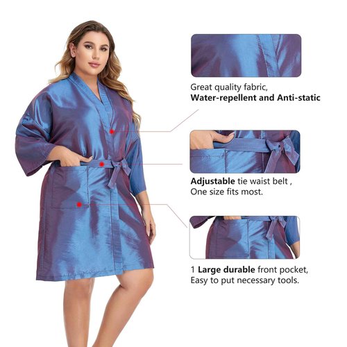 PERFEHAIR Salon Client Gown Cape, Pack of 5, Hairdressing Gown Smock Robes for Hair Stylist to Hair Cutting, Hair Coloring, Makeup-Purple