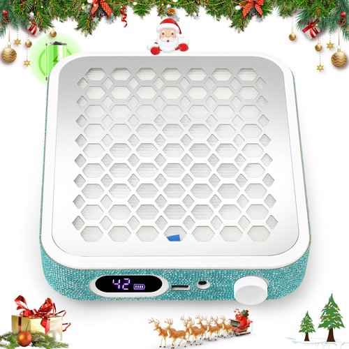 CHRISTINE SHELLY Nail Dust Collector, Rechargeable Dust Collector Nail Tech, Powerful Vacuum Fan Vent Dust Collector Extractor Dust Suction Machine for Acrylic Nails Polishing, Nail Salon&Home, Blue