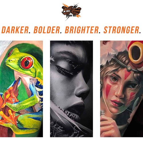 World Famous Tattoo Ink Bundle with Triple Blackout Tattoo Ink (4 oz) & 7 Color Simple Tattoo Kit (7 Bottles, 0.5 oz Each) - Professional Tattoo Ink & Tattoo Supplies - Skin-Safe, Vegan & Non-Toxic