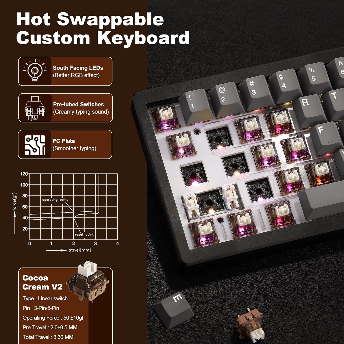 YUNZII AL68 Wireless Mechanical Keyboard,Full Aluminum CNC,60% Layout with Knob, QMK/VIA Software,Gasket Mounted,Hot Swappable,RGB Backlit,BT/2.4G/USB-C for Mac/Win (Silver, Milk V2)