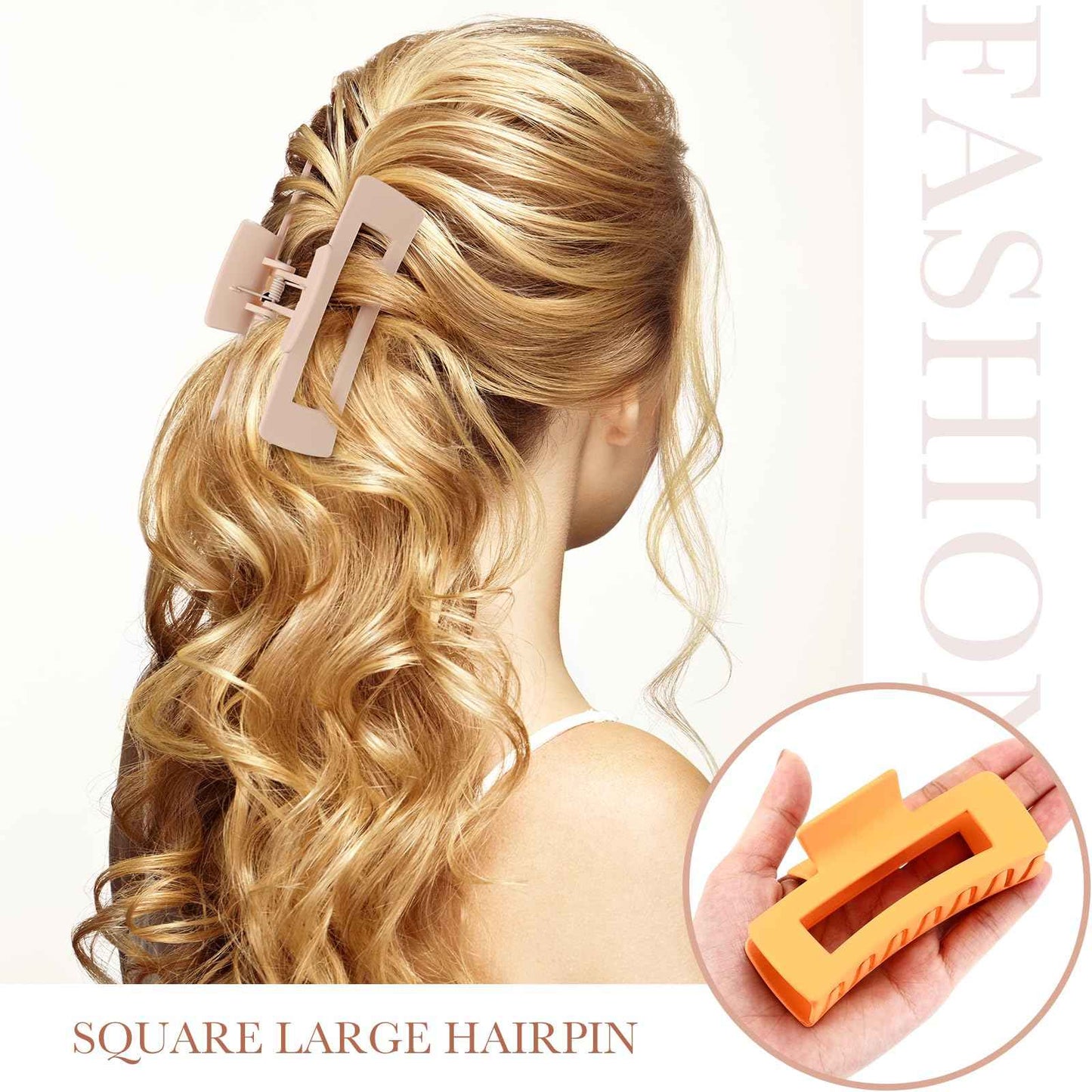 Hoteam 90 Pcs 4.1 Inch Large Hair Claw Clips Bulk Rectangular Big Hair Claws Matte Nonslip Banana Clip Plastic Barrettes for Women Gifts Accessories, 18 Colors