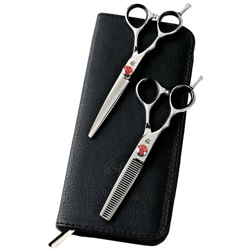 Katana Classic Left Handed Professional 6.5" Lefty Hair Shear Set by Tokko Shears, 440C Japanese Steel Left Hand Haircut Regular & Thinning Scissors for Barbers and Salon Professionals