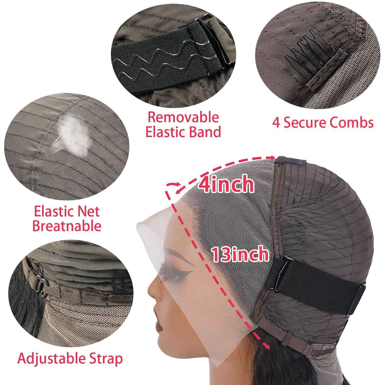 13x4 Deep Wave Lace Front Wigs Human Hair 200% Density Deep Wave Frontal Wigs Human Hair HD Lace 20 Inch Curly Wigs for Black Women Pre Plucked with Baby Hair Curly Lace Front Wig Human Hair