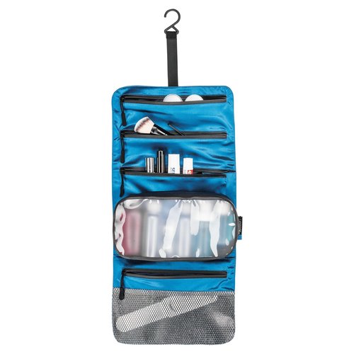 COCOON - Premium - Minimalist Hanging Toiletry Kit - Laminated Silk - Blue Lagoon