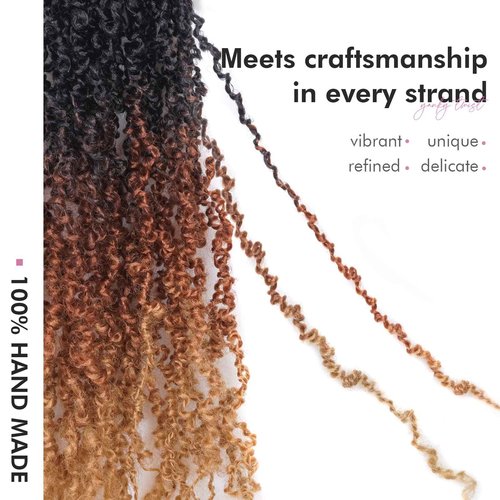 Toyotress Yanky Twist Crochet Hair - 16 Inch 8 Packs (30 Strands/Pcs) Fluffy Spring Mini Twist Passion Twist, 3 Tones Ombre Brown Pre-Looped Crochet Braids Braiding Hair (16 Inch, OT30/27-8P)