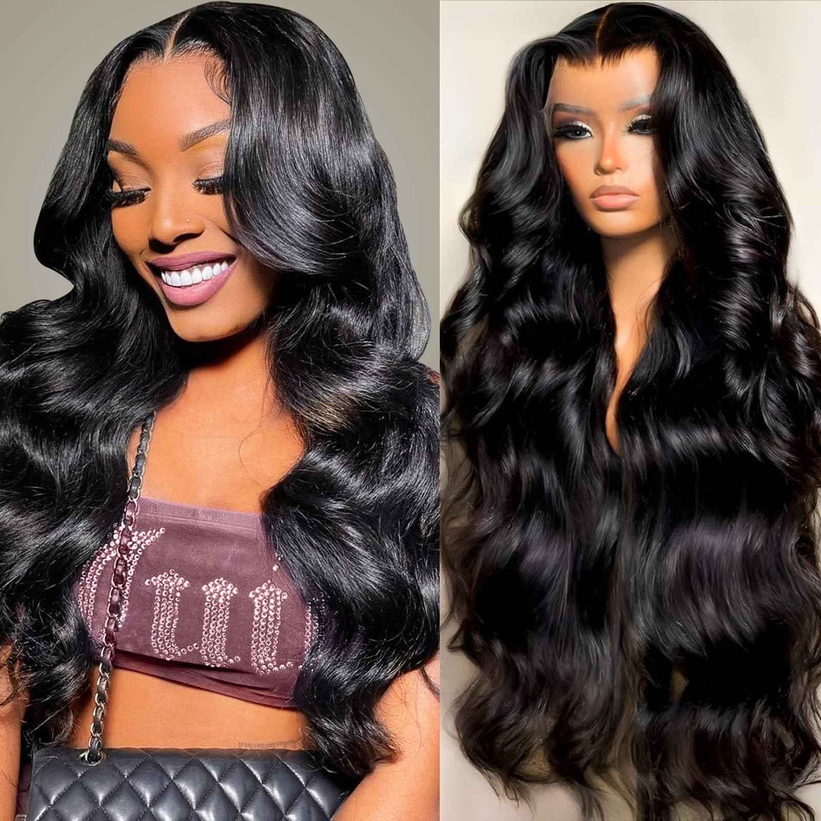 Pevrvfe 13x6 Lace Front Wigs Human Hair Pre Plucked with Baby hair 200 Density Body Wave HD Lace Front Wigs Human Hair 22 Inch Lace Frontal Wigs for Black Women Natural Color Glueless Wig