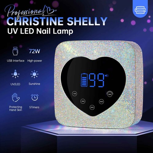 CHRISTINE SHELLY UV Nail Lamp Nail Dust Collector, 72W Rechargeable Sparkly Wireless Nail Dryer, Powerful Vacuum Fan Vent Dust Collector Extractor Dust Suction Machine for Acrylic Nails Polishing, Na