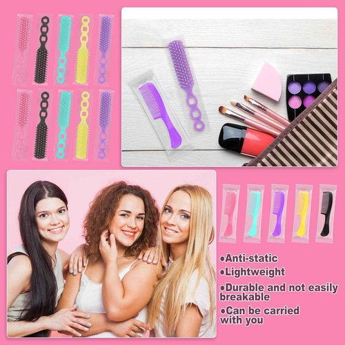 Hair Brush and Combs Bulk Individually Wrapped for Homeless,Disposable Hair Combs Bulk Hair Brushes Detangling Hairbrush for Women Shelter Nursing Hotel Church Charity Supplies300