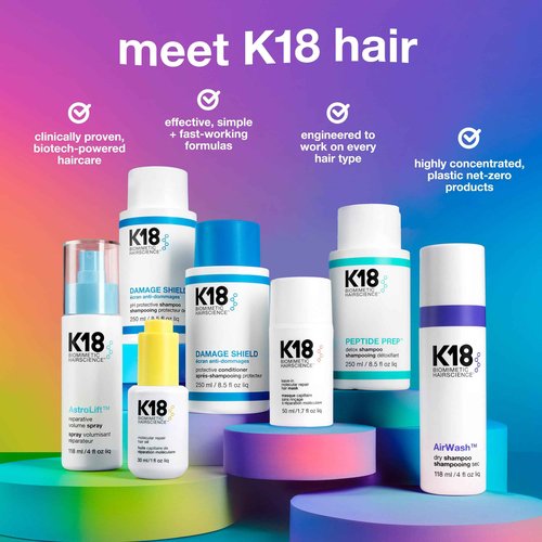 K18 Full-Size Leave-In Molecular Hair Mask, Repairs Dry or Damaged Hair, Reverse Hair Damage from Bleach, Color, Chemical Services & Heat