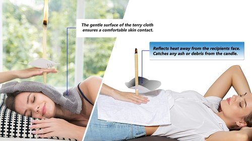 6 Ear Candling Treatment Towels with 20 pcs Ear Candling Protective Discs, Gray and White. Please Note, Ear Candles not Included