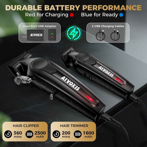 ATVOXIS Hair Clippers for Men Professional, Barber Clippers and Trimmers Set, Cordless Hair Clippers, Hair Cutting Kit, Barber Kit, Haircut Kit, Maquina para Cortar Pelo De Hombre