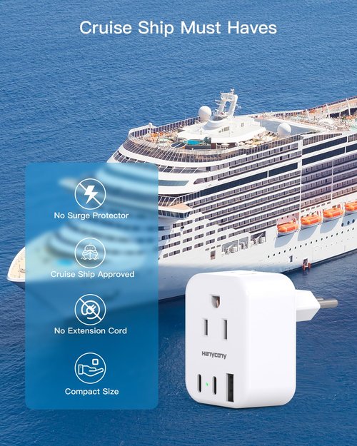 HANYCONY Italy Travel Power Plug Adapter, Type L Plug Adapter with 2 Outlets 3 USB Ports(2 USB C) for US to Italy Rome Uruguay Chile
