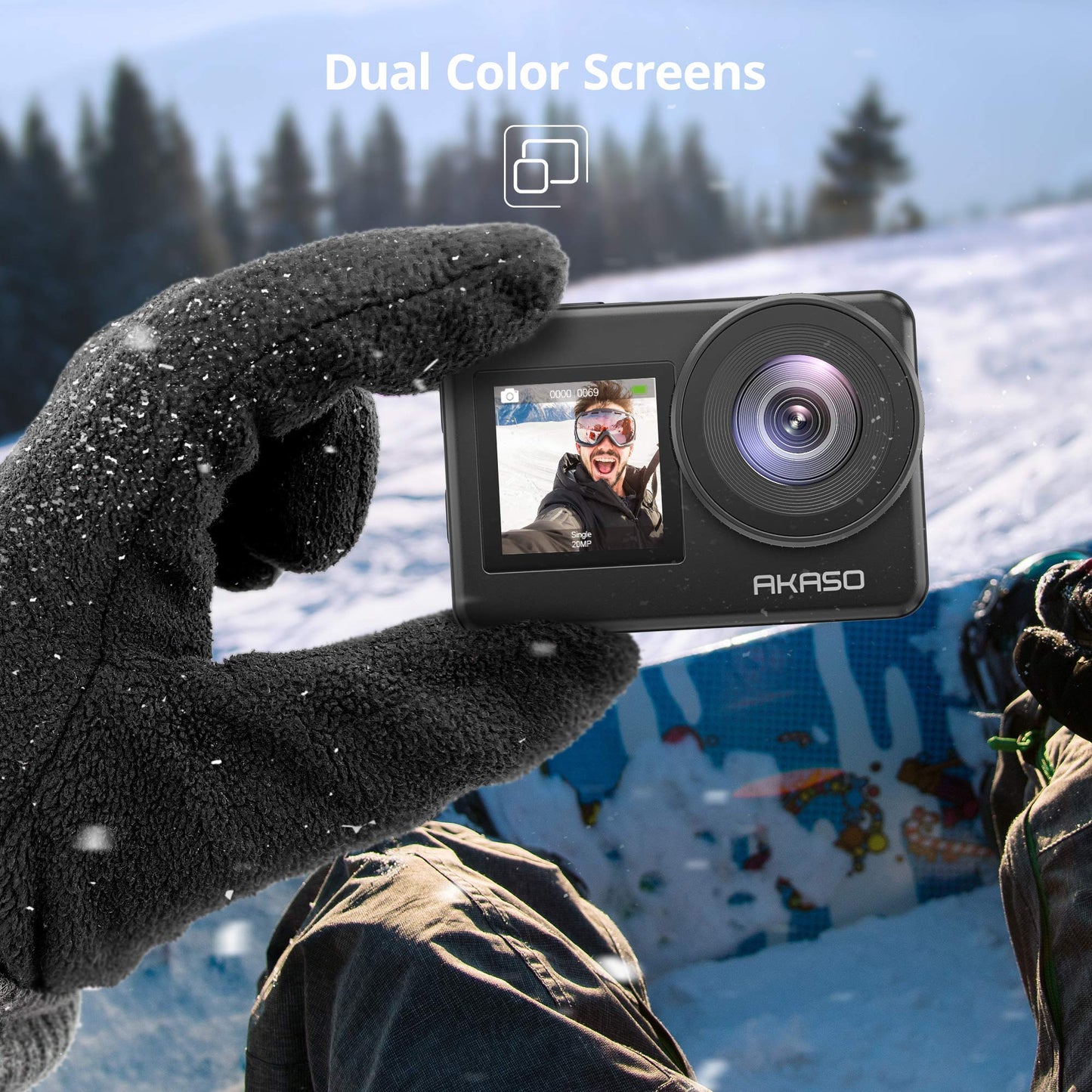 AKASO Brave 7 Action Camera 4K30FPS 20MP with 128GB U3 MicroSDXC Memory Card, Waterproof Camera with Touch Screen IPX8 33FT EIS 2.0 Zoom Support External Mic Voice Control with 2X 1350mAh Batteries