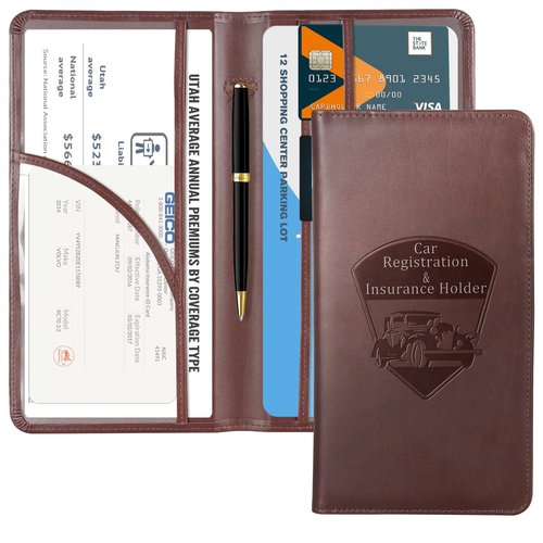 CoBak Premium Faux Leather Car Document Holder with Magnetic Closure and 6 Compartments
