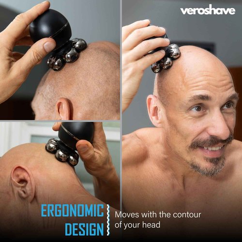 Veroshave 7-Blade Bald Head Shaver for Men - Cordless Hair Shaver for Men Bald, Rechargeable Head Trimmer for Men Bald Head, Mess-Free & Full-Shave Travel-Friendly Grooming Kit with Curved Blades