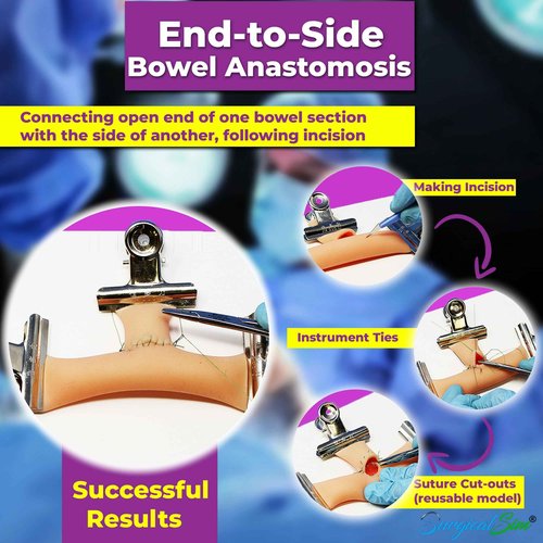 SurgicalSim Bowel Anastomosis Suture Practice Kit, End-to-Side Techniques, Includes 1 x Long and 1 x Short 0.8" Diameter Models, Tool Kit, Threads, Ideal for Practice, Demonstration, for Students