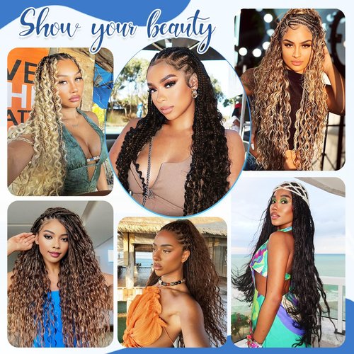 Human Braiding Hair for Boho Braids Human Hair 120g 24Inch Curly Boho Hair for Braiding Knotless 12A Deep Water Wave Boho Braids 3 Bundles/Pack Caramel Honey Blonde