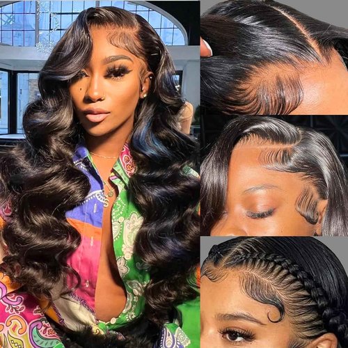 LUCKOKOS 22 Inch 13x6 Body Wave Lace Front Wigs Human Hair 200 Density HD Transparent Lace Front Wigs for Black Women Glueless Frontal Wigs Human Hair Pre Plucked