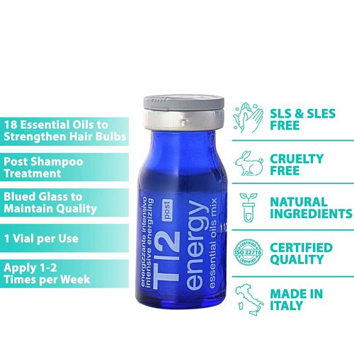 T2 Hair Loss Leave In Vials for Weak and Fine Hair - Natural Growth Oil Scalp Treatment for Women and Men - Intensive Root Strengthening Treatment with Peppermint, Rosemary