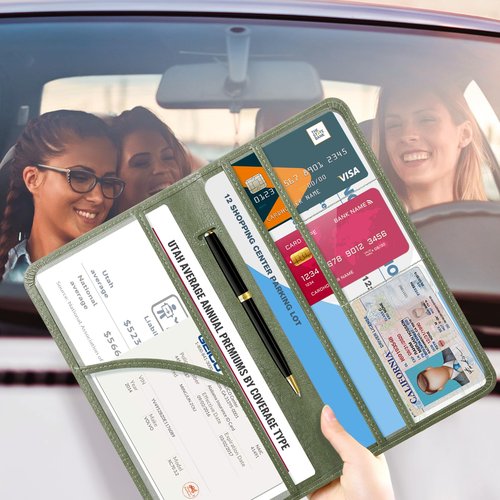 CoBak Car Registration and Insurance Holder - Vehicle Glove Box Car Organizer,Auto Truck Comparment Accessories Case with Magnetic Closure for Driver License,Cards
