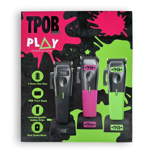 TPOB Play Barber Hair Clippers for Men 7500 RPM with Rubber Grips (Black/Green/Pink)