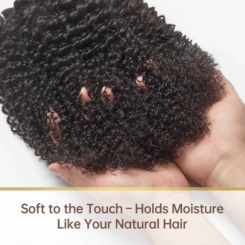 WEQUEEN Kinky Curly Human Hair Bundles Premium Virgin 100% Human Hair 3c/4a Curly Wave 24 Inch Single Bundle Natural Black