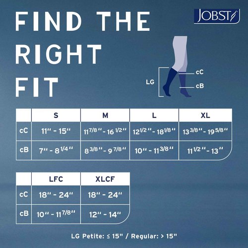 JOBST Relief 20-30 mmHg Compression Stockings, Knee High, Closed Toe, Black, Large Petite