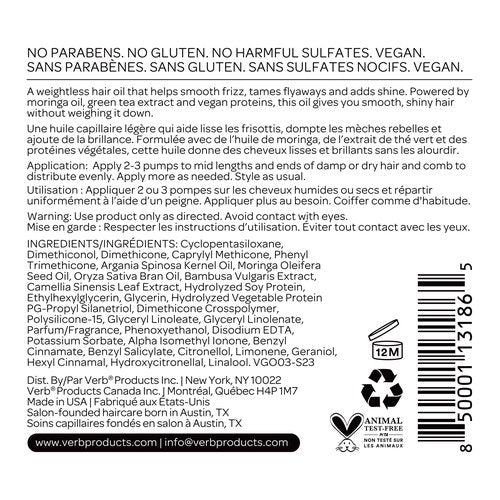 VERB Ghost Oil, 4 fl oz- Weightless Hair Oil for Fine to Medium Hair – Smooths Frizz, Adds Shine – No Parabens, Gluten or Harmful Sulfates (Pack of 2)