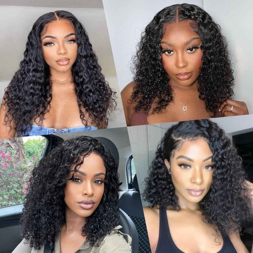 YMSGIRL 13x6 Deep Wave Lace Front Wigs Human Hair Ready To Go Curly Lace Front Glueless Wigs Human Hair Pre Plucked Pre Cut Beginner Friendly 16 Inch