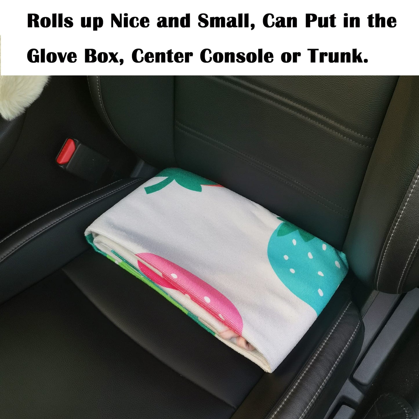 LoyaGour Car Seat Cover Protector Front Seats,for Gym Workout,Running,Swimming,Beach and Hiking,Waterproof Sweat Towel Bucket Seat Covers for Cars SUV Trucks (Strawberry, 1Pcs)