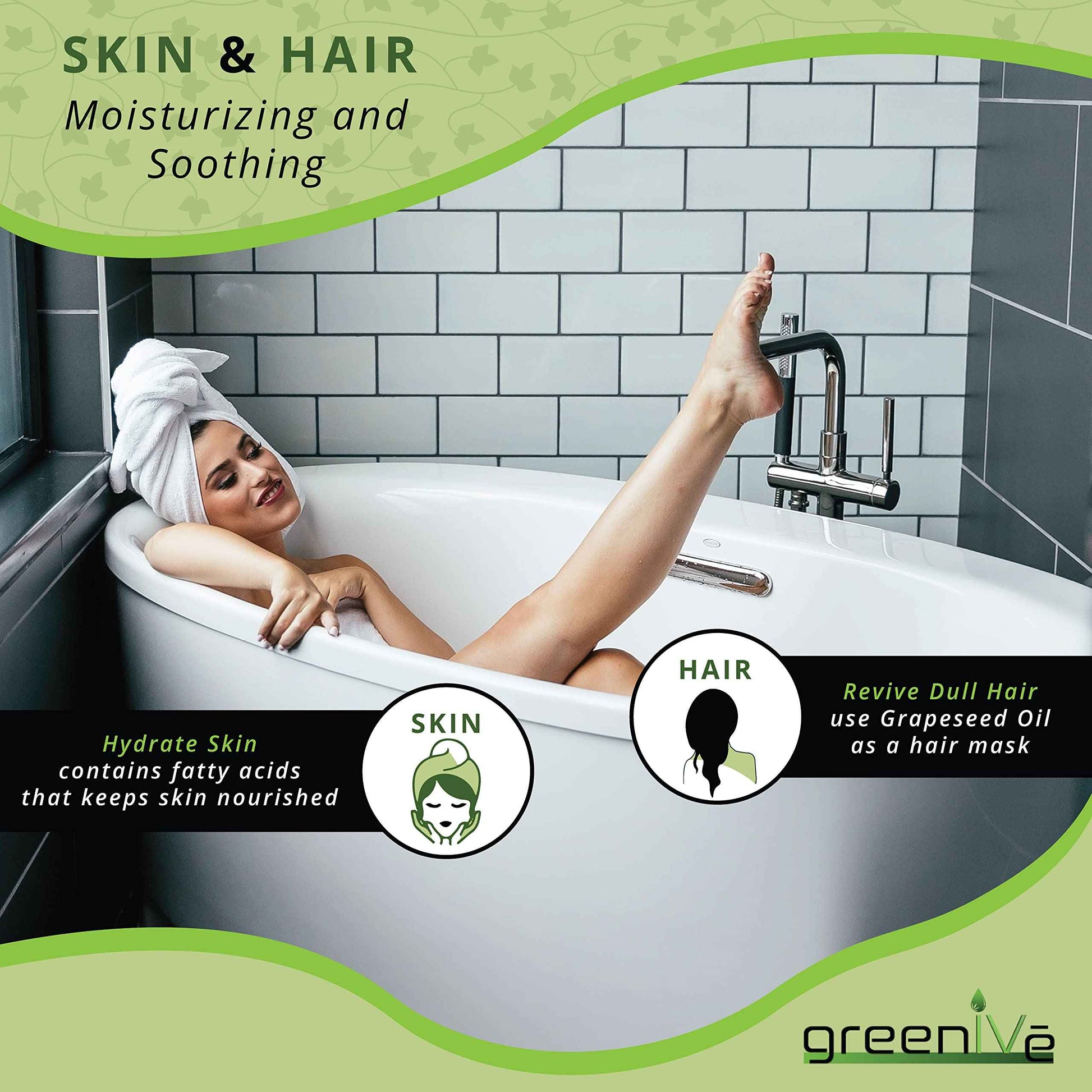 GreenIVe Grapeseed Oil Organically Grown 100% Pure Cold Pressed Light Flavor High Tempurature Cooking (128 Fl Oz (Gallon))