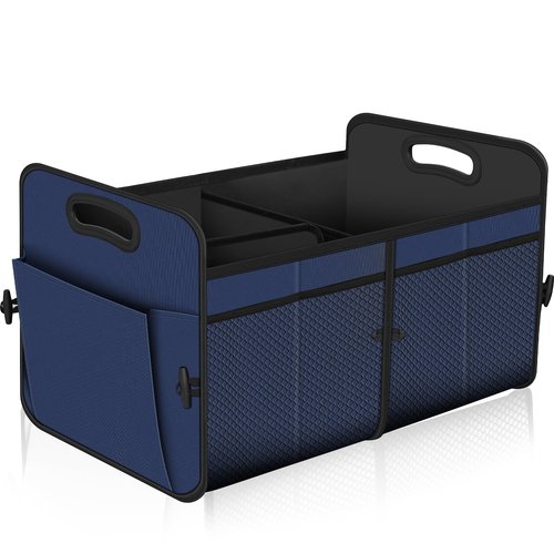 Femuar Car Trunk Organizer,Car Storage Organizer with 72L Large Capacity Waterproof Collapsible and 11 Pockets,Trunk Organizer for Car Suv/Jeep/Sedan, Large Size,Blue