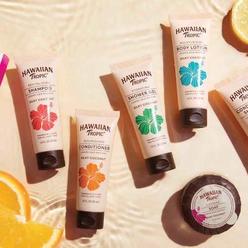 Hawaiian Tropic Silky Coconut 150 Piece Airbnb Essentials for Hosts,Hotel Shampoo & Conditioner Supplies for Guests,Body Wash Lotion & Soap, Travel Size Toiletries,Bulk Mini Sets Kits Soaps Air Bnb