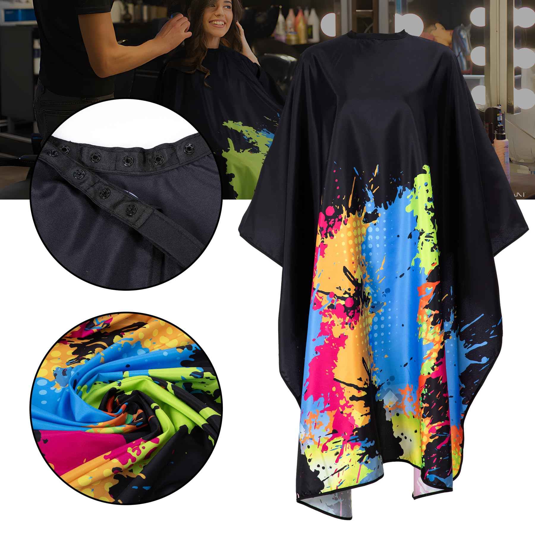 Professional Salon Cape Polyester Barber Cape Hair Cut Capes,54”x62” (Colorful, 5 Pack)