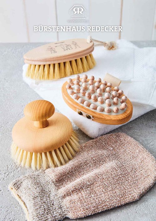 Redecker Natural Pig Bristle Massage Brush with Oiled Beechwood Knob, 3-7/8-Inches