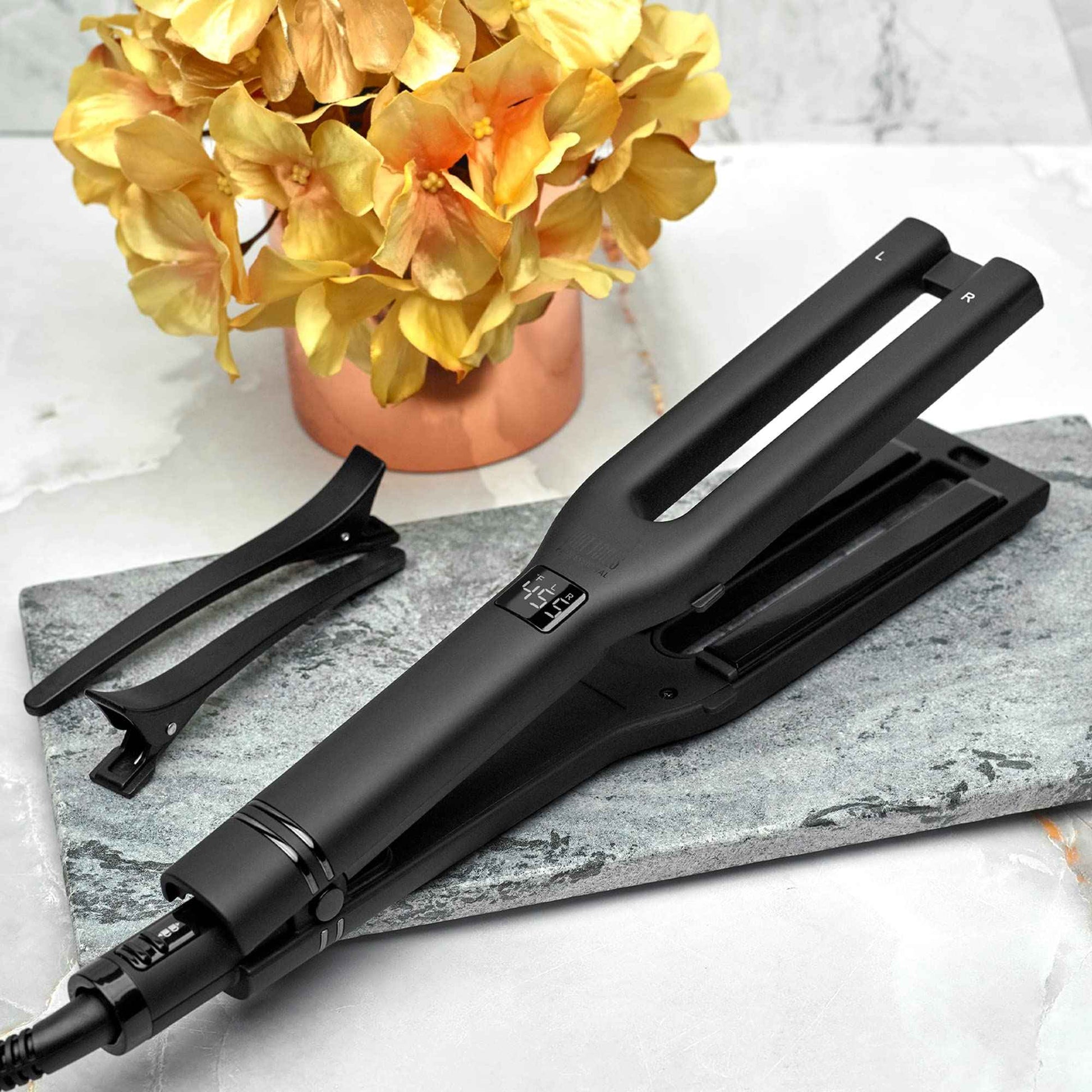 Hot Tools Pro Artist Black Gold Double Straight Dual Plate Hair Straightener | Faster Styling and Reduced Damage