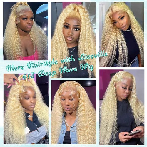 Licoville Blonde Lace Front Wig Human Hair Pre Plucked Curly Blonde Wig HD Transparent Deep Wave 613 13x6 Lace Front Wigs Human Hair 180% Density 28 Inch 613 Frontal Wigs for Black Women