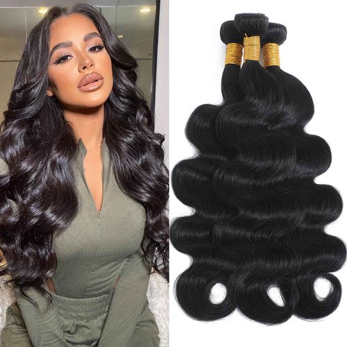 Raw Human Hair Bundles 22 24 26 INCH Brazilian Virgin Hair 12A Body Wave Bundles Human Hair Extensions Natural Black For Women