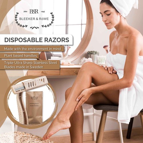 Bleeker and Rowe Eco Friendly Biodegradable Disposable Razors (100)