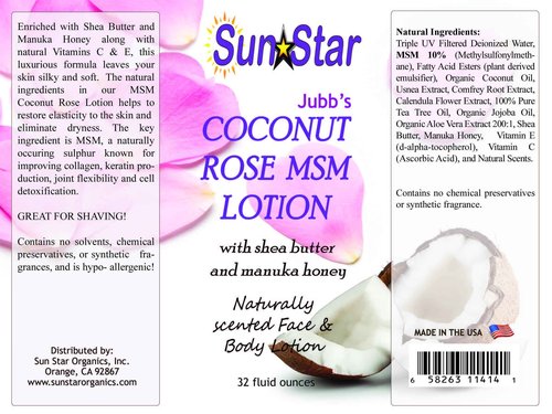 The Raw Food World MSM Lotion - Coconut Rose, 32oz