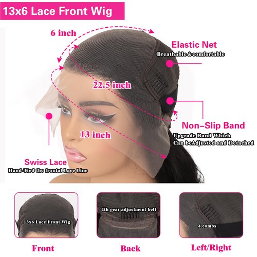 Buildxin Deep Wave Lace Front Wigs Human Hair Pre Plucked 13x6 HD Transparent Lace Frontal Wigs Natural Color Glueless 200% Density Human Hair Wig for Black Women 22 Inch