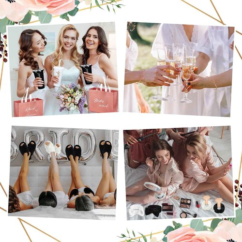 Shyyween 42 Pcs Bridesmaid Bride Robes Set of 6 Bridal Party Silk Satin Robes for Wedding Bachelorette Party Gifts(White,Black)