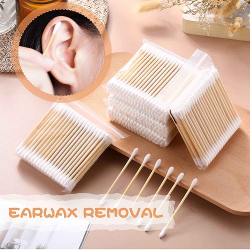 Dunzy 20000 Pcs Bamboo Cotton Swabs Bulk 2.76 Inch Double Round Cotton Swabs with Wooden Sticks Travel Size for Ears Makeup Daily Cleaning Pet Care Arts Crafts