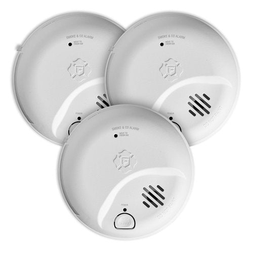 First Alert SMICO100-AC Interconnect Hardwire Combination Smoke & Carbon Monoxide Alarm with Battery Backup - 3 Pack